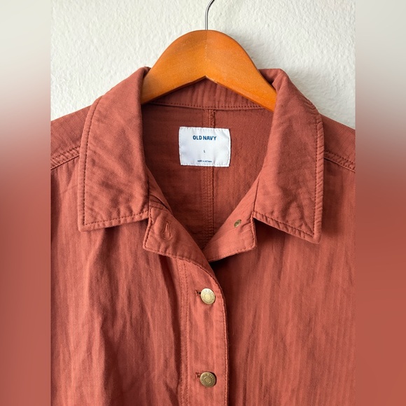 NWT Old Navy Cotton Cropped Utility Jacket in Sedona Orange Brown Women’s Large - Picture 3 of 10